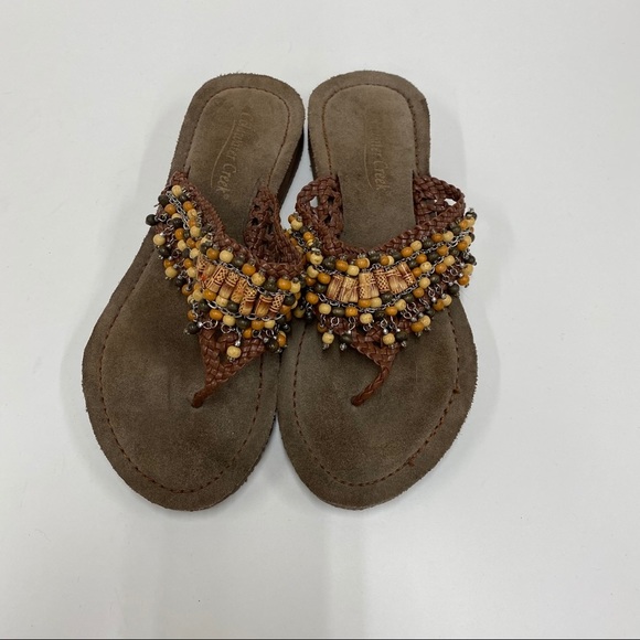 Coldwater Creek Shoes - Coldwater Creek Brown Beaded Sandals Size 7